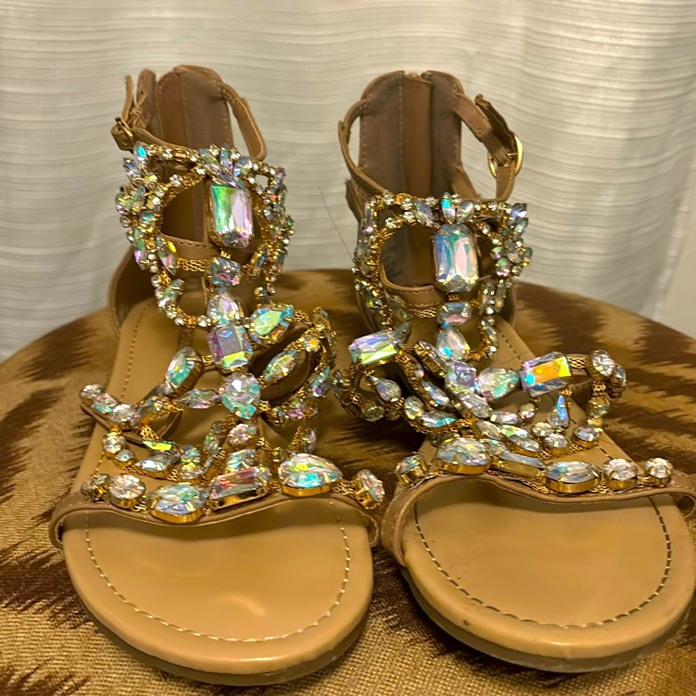 Jeweled Ankle Sandals